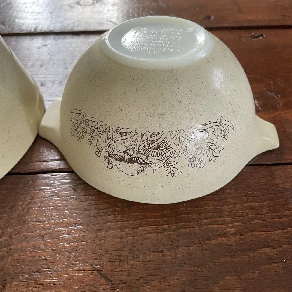 Pyrex Vintage Forest Fancies Mushroom Cinderella Nesting Mixing Bowls, Set of 2